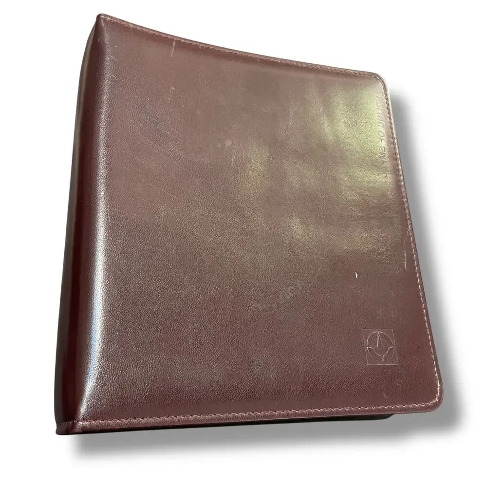 Franklin Covey 7 Habits Leather Planner Organizer Brown Binder Tabs Paper Insert